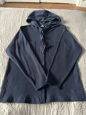 Roxy Dark Navy Waffle Hooded Button-Up